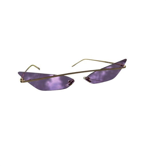 Poppy Lissiman Accessories - Poppy Lissiman Skinny Cat Eye Sunglasses Purple Gold Y2K Futuristic Cyber